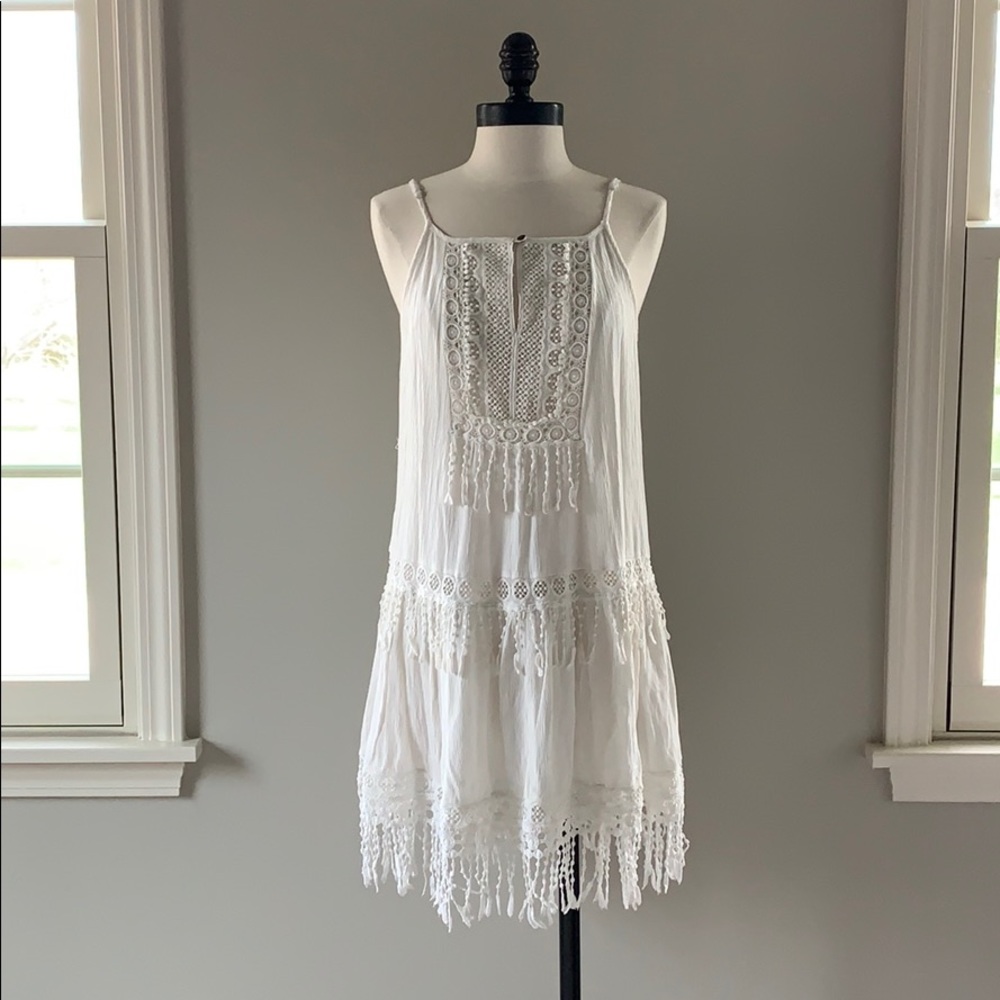 American Eagle White Tassel Dress